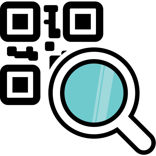 Barcode, code, magnifying glass, qr, qr code icon